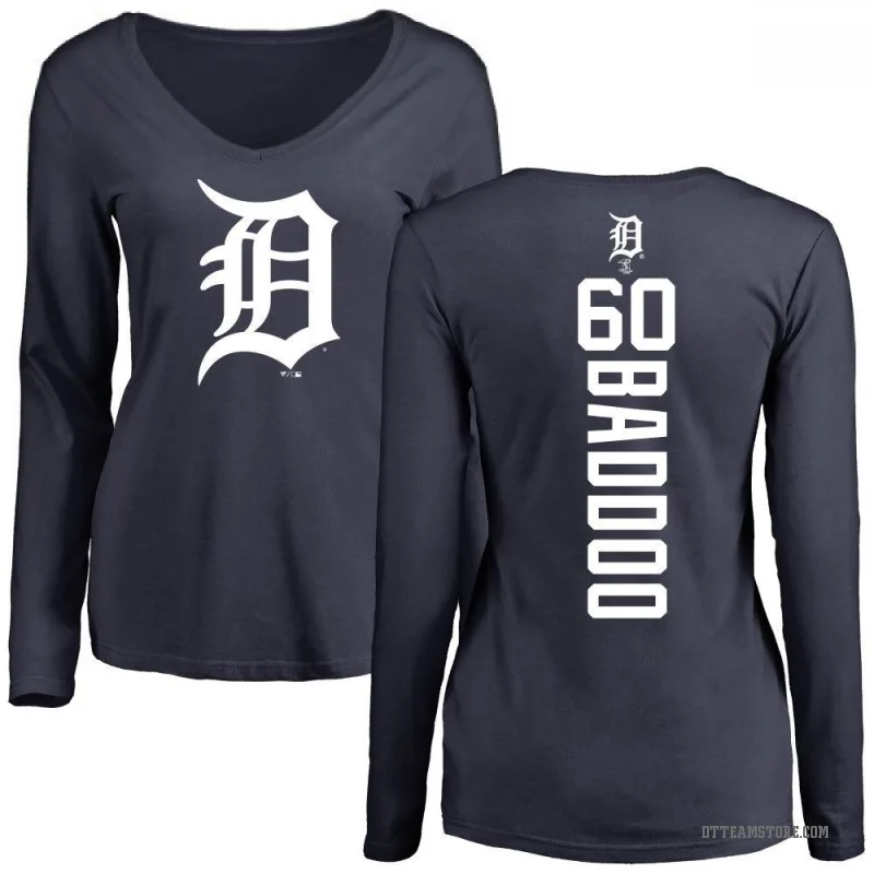 Akil Baddoo Women's Navy Detroit Tigers Backer Slim Fit Long Sleeve T-Shirt -