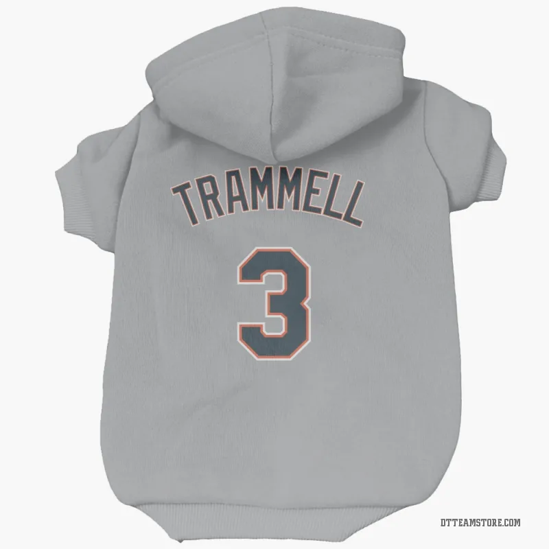 Alan Trammell Gray Detroit Tigers Cat & Dog Pet Hoodie