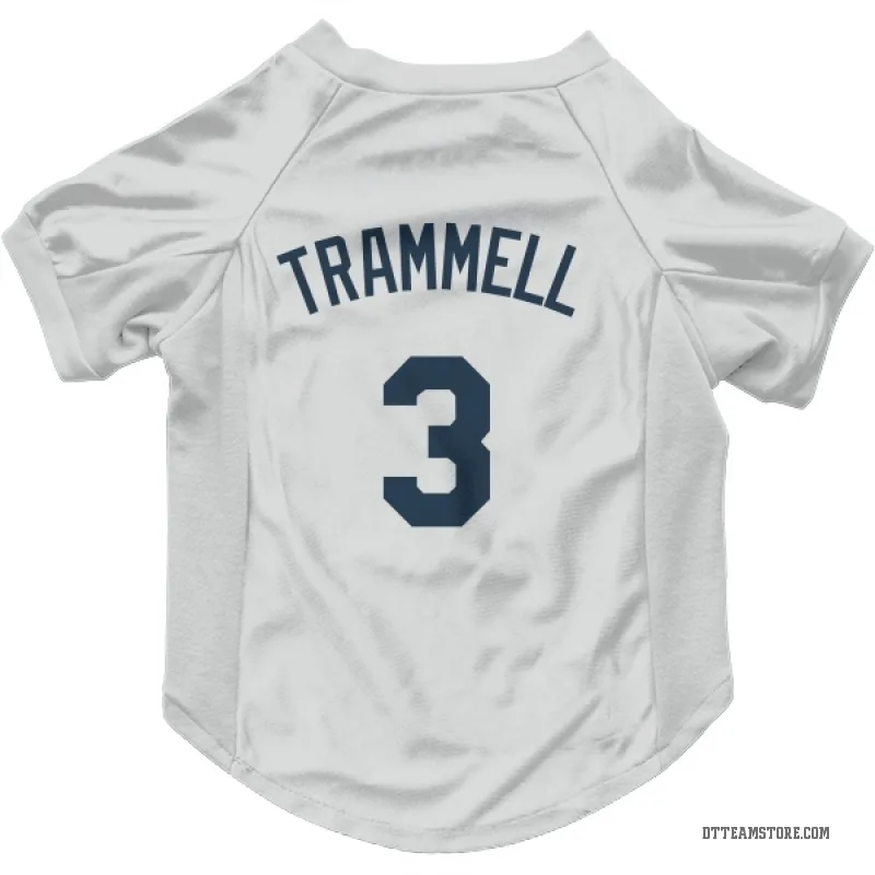 Alan Trammell White Detroit Tigers Cat & Dog Pet Jersey