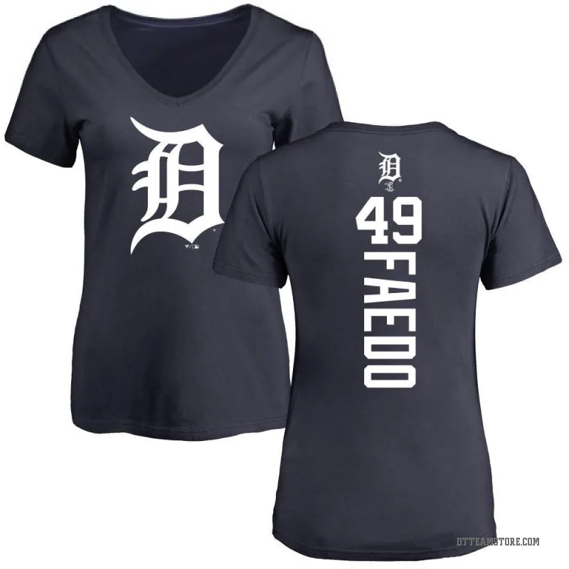 Alex Faedo Women's Navy Detroit Tigers Backer Slim Fit T-Shirt -