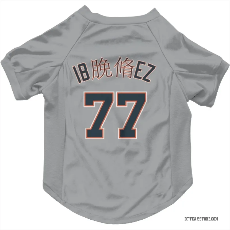 Andy Ibanez Gray Detroit Tigers Cat & Dog Pet Jersey