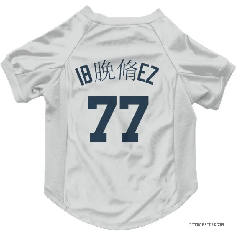 Andy Ibanez White Detroit Tigers Cat & Dog Pet Jersey