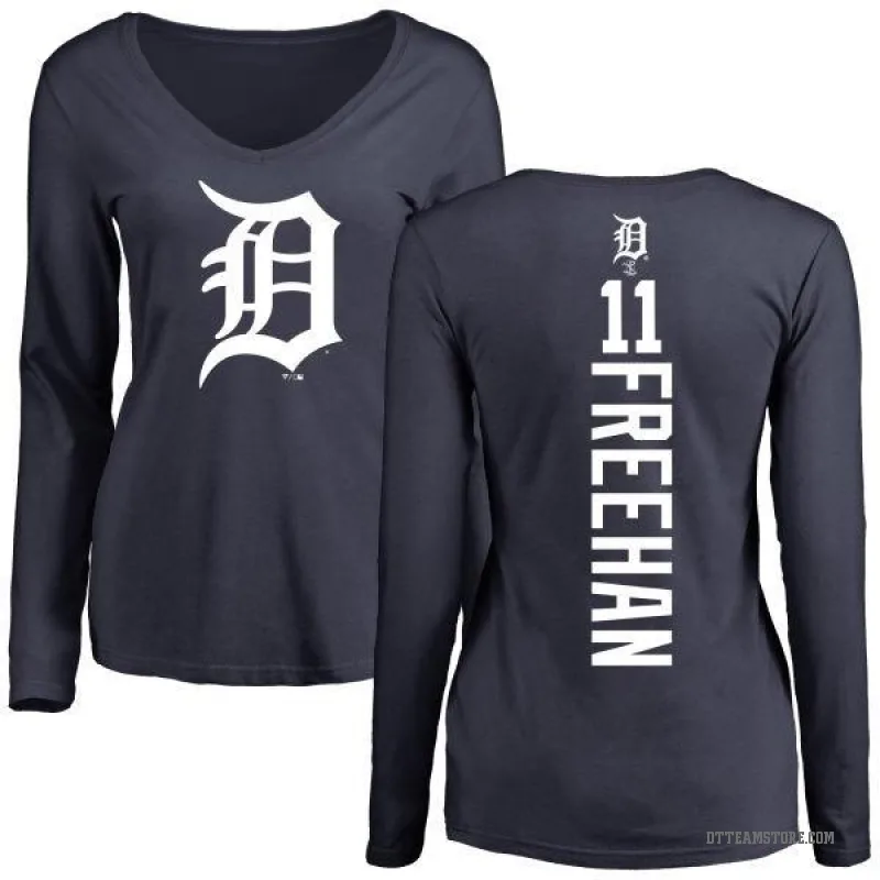 Bill Freehan Women's Navy Detroit Tigers Backer Slim Fit Long Sleeve T-Shirt -