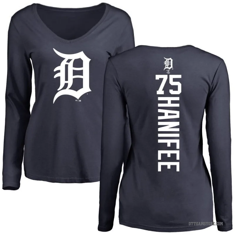 Brenan Hanifee Women's Navy Detroit Tigers Backer Slim Fit Long Sleeve T-Shirt -