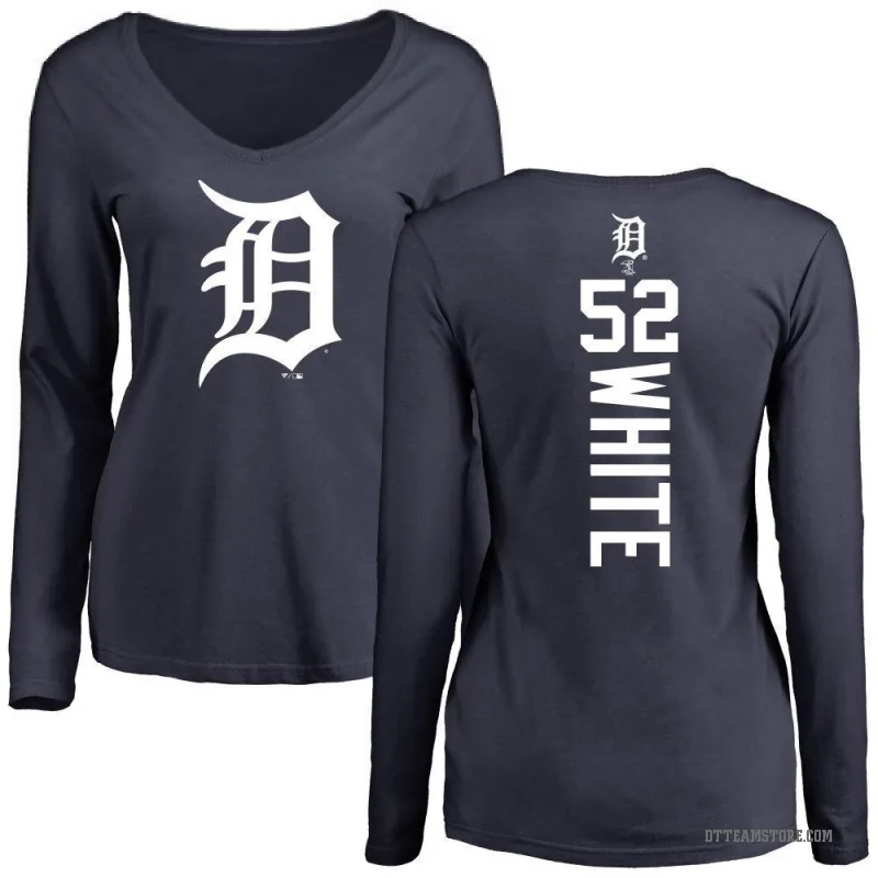 Brendan White Women's White Detroit Tigers Backer Slim Fit Long Sleeve T-Shirt - Navy