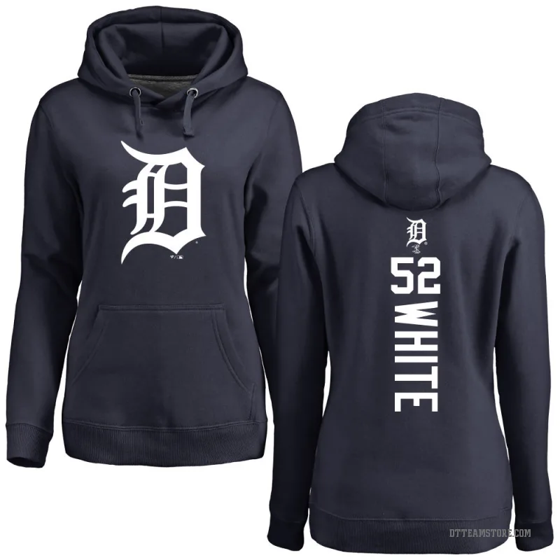 Brendan White Women's White Detroit Tigers Navy Backer Pullover Hoodie