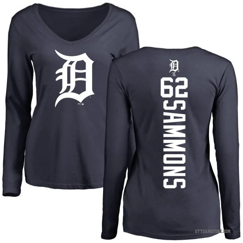 Bryan Sammons Women's Navy Detroit Tigers Backer Slim Fit Long Sleeve T-Shirt -