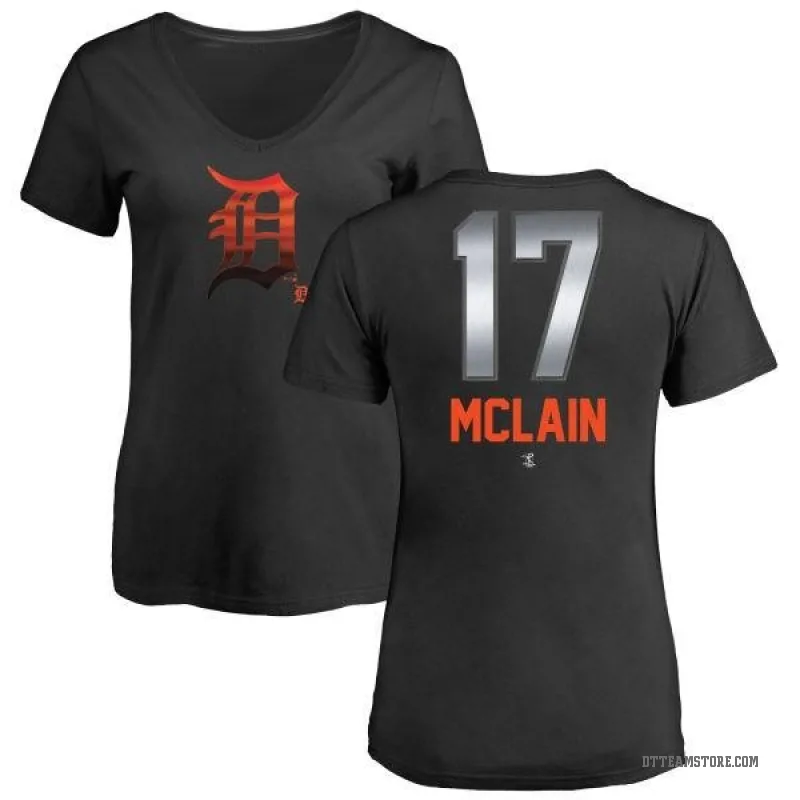 Denny McLain Women's Black Detroit Tigers Midnight Mascot V-Neck T-Shirt -