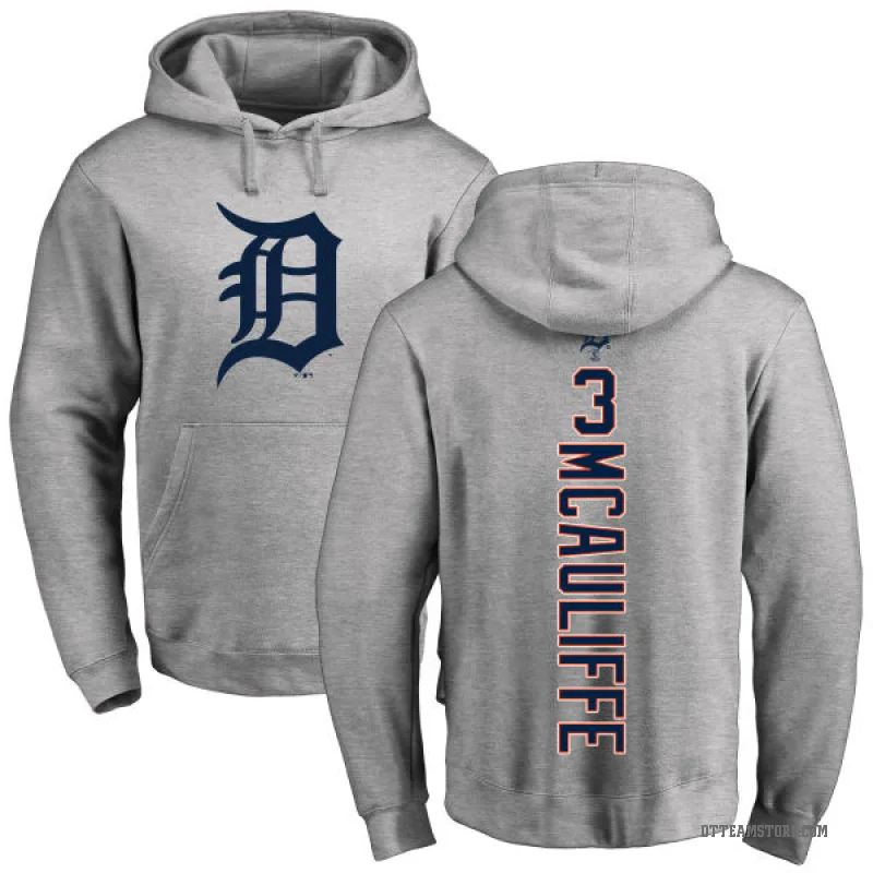 Dick Mcauliffe Men's Detroit Tigers Ash Backer Pullover Hoodie