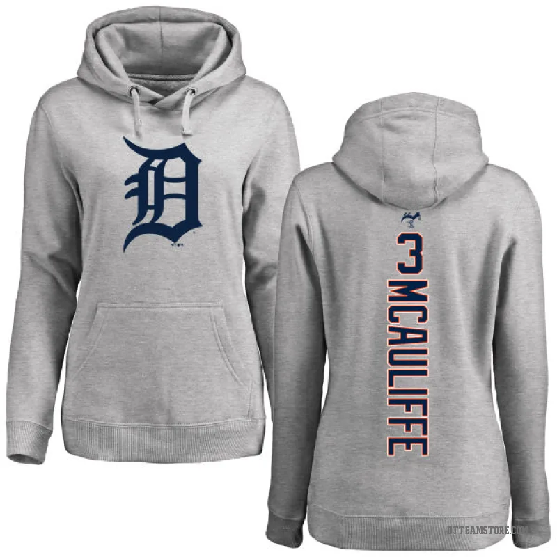 Dick Mcauliffe Women's Detroit Tigers Ash Backer Pullover Hoodie