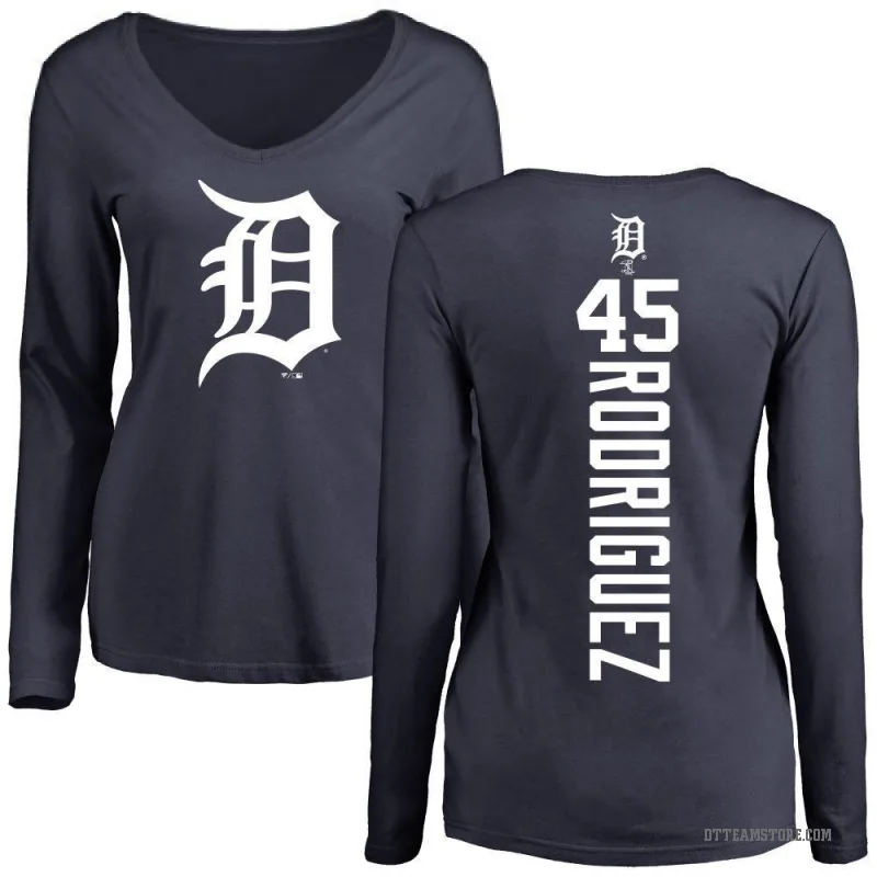 Elvin Rodriguez Women's Navy Detroit Tigers Backer Slim Fit Long Sleeve T-Shirt -