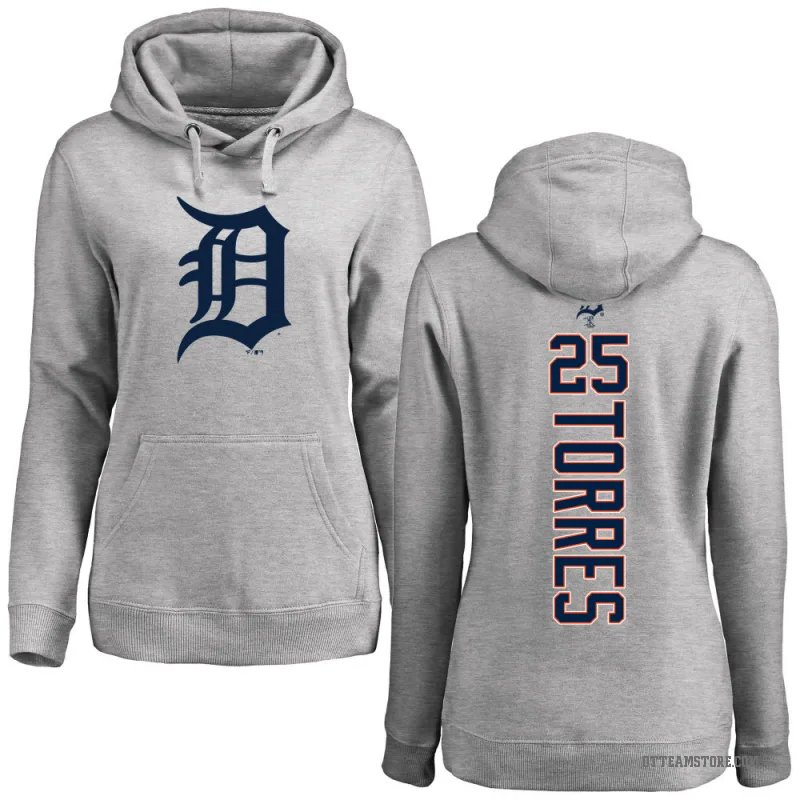 Gleyber Torres Women's Detroit Tigers Ash Backer Pullover Hoodie