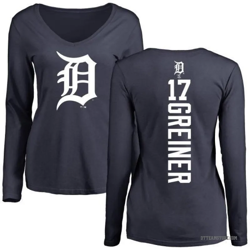 Grayson Greiner Women's Gray Detroit Tigers Backer Slim Fit Long Sleeve T-Shirt - Navy