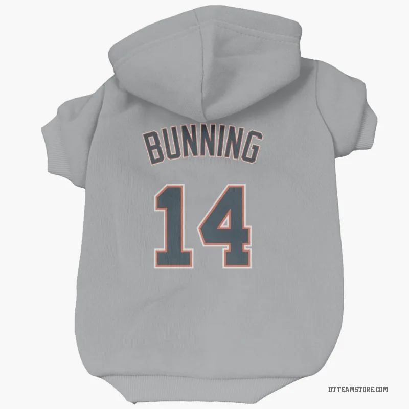 Jim Bunning Gray Detroit Tigers Cat & Dog Pet Hoodie