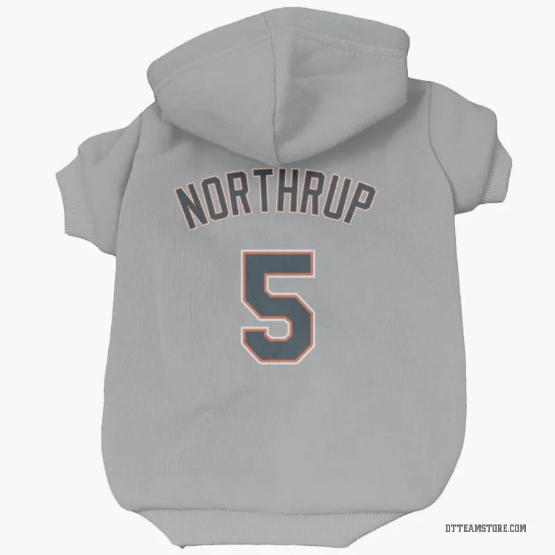 Jim Northrup Gray Detroit Tigers Cat & Dog Pet Hoodie