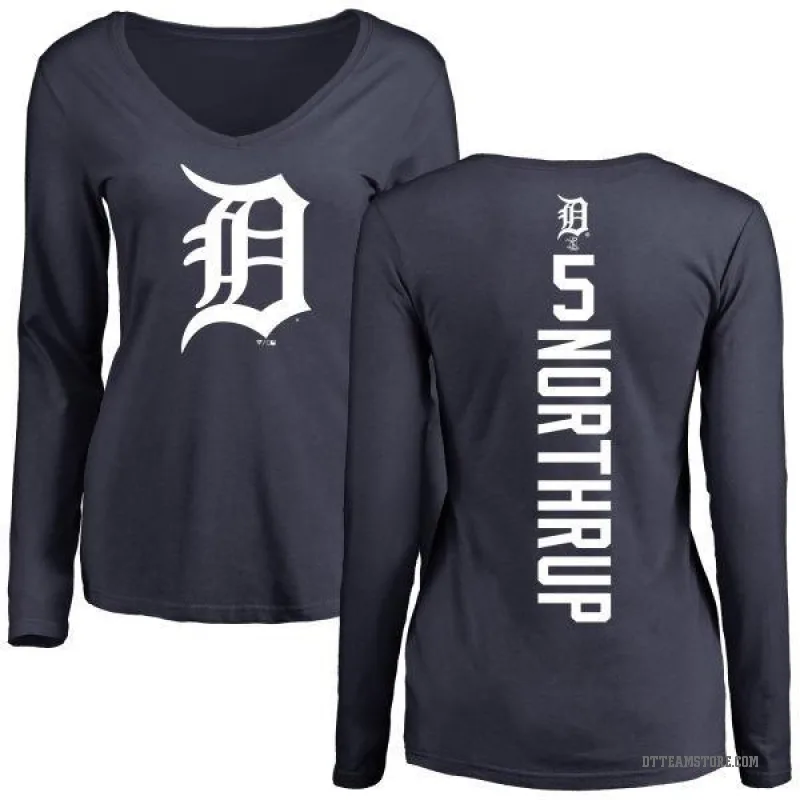 Jim Northrup Women's Navy Detroit Tigers Backer Slim Fit Long Sleeve T-Shirt -