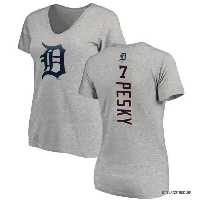 Johnny Pesky Women's Ash Detroit Tigers Backer Slim Fit T-Shirt -