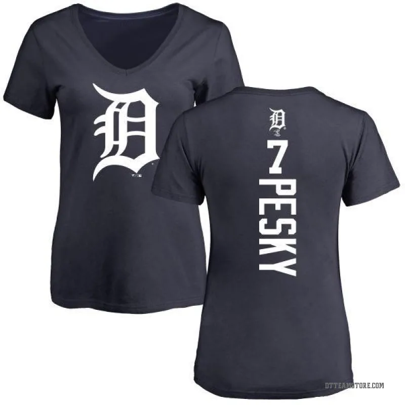 Johnny Pesky Women's Navy Detroit Tigers Backer Slim Fit T-Shirt -