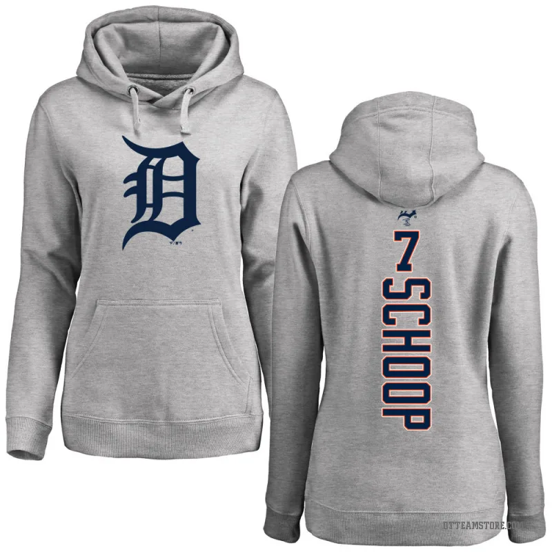 Jonathan Schoop Women's Detroit Tigers Ash Backer Pullover Hoodie