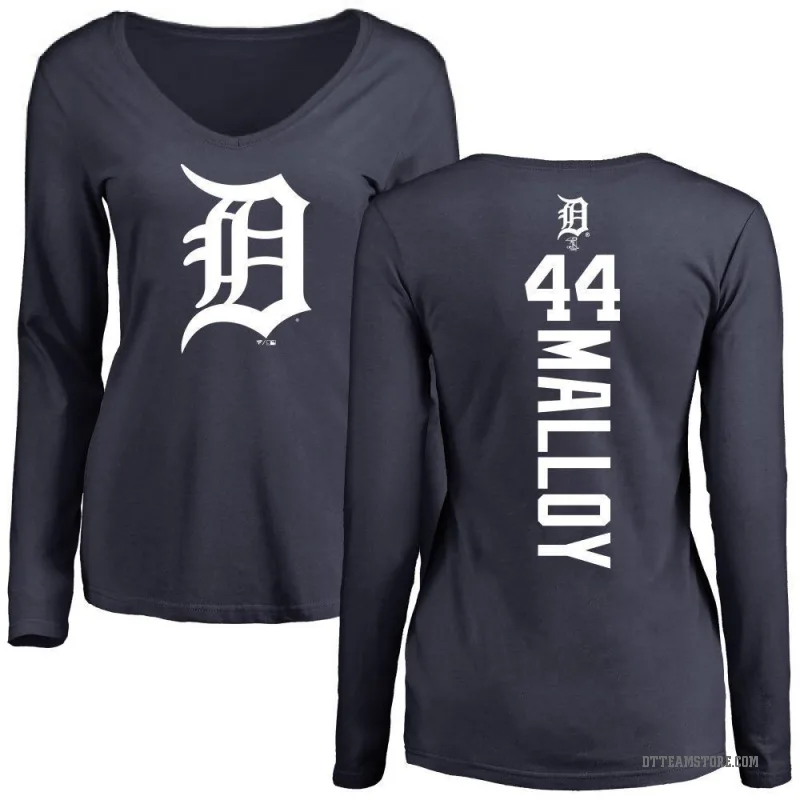 Justyn-Henry Malloy Women's Navy Detroit Tigers Backer Slim Fit Long Sleeve T-Shirt -