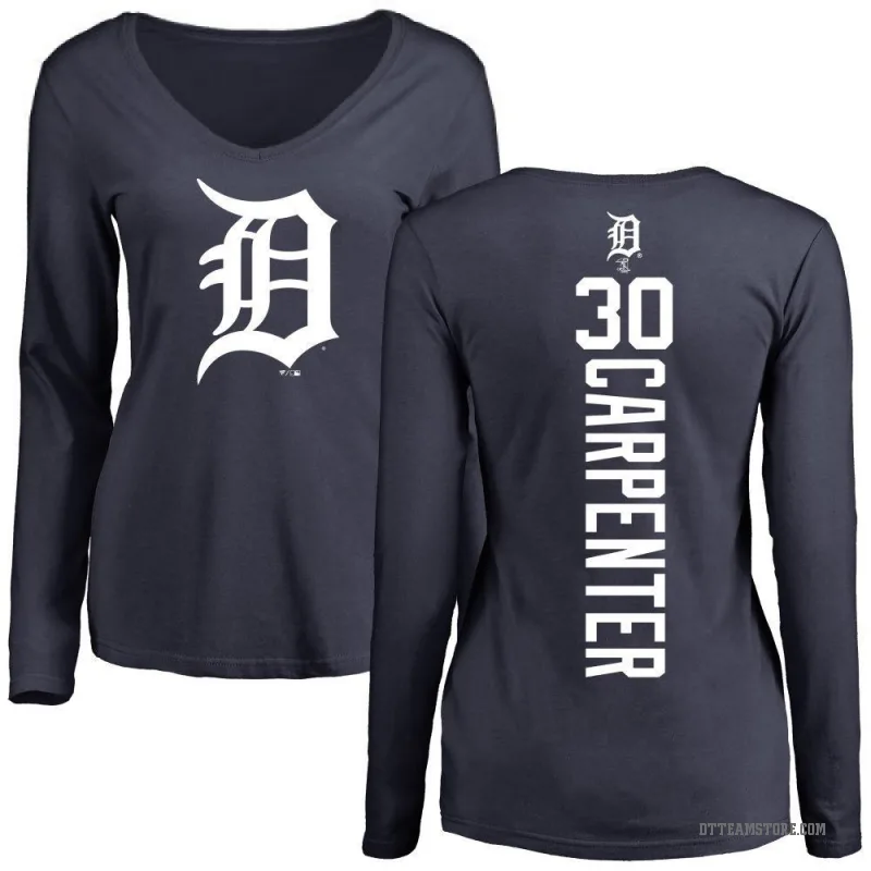 Kerry Carpenter Women's Navy Detroit Tigers Backer Slim Fit Long Sleeve T-Shirt -