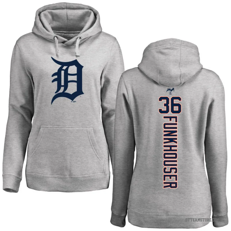 Kyle Funkhouser Women's Detroit Tigers Ash Backer Pullover Hoodie