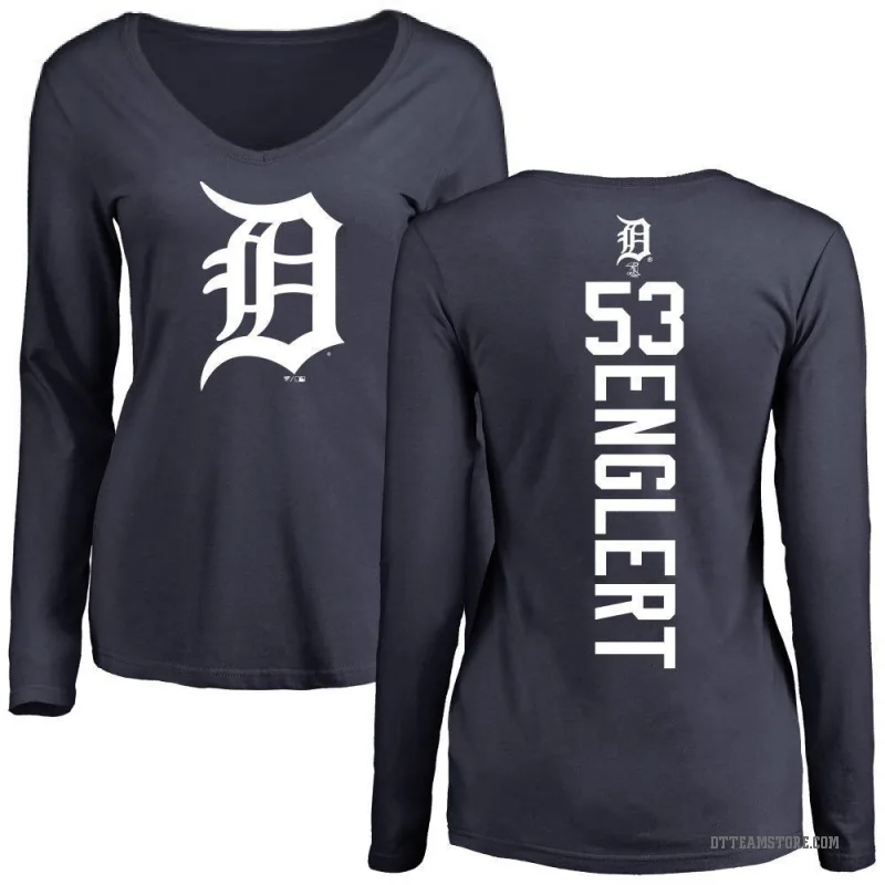 Mason Englert Women's Navy Detroit Tigers Backer Slim Fit Long Sleeve T-Shirt -