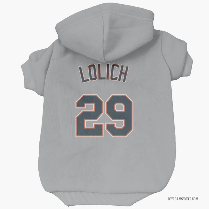 Mickey Lolich Gray Detroit Tigers Cat & Dog Pet Hoodie