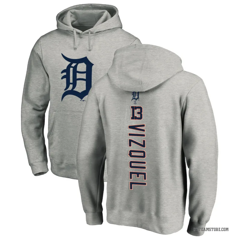 Omar Vizquel Men's Detroit Tigers Ash Backer Pullover Hoodie