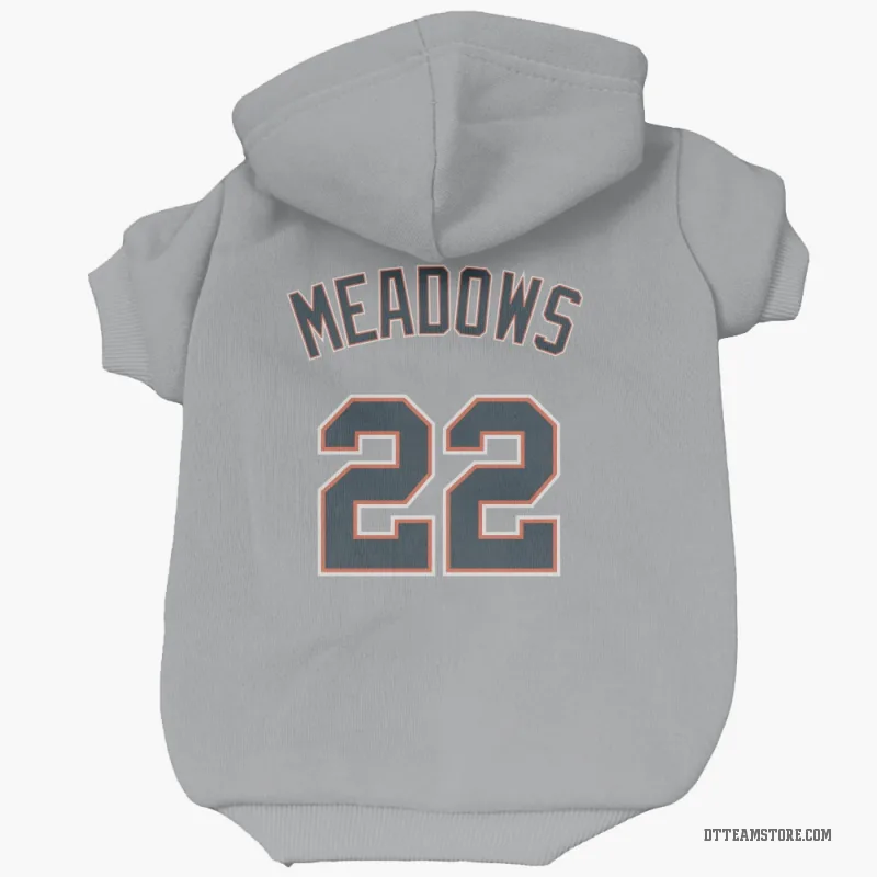 Parker Meadows Gray Detroit Tigers Cat & Dog Pet Hoodie