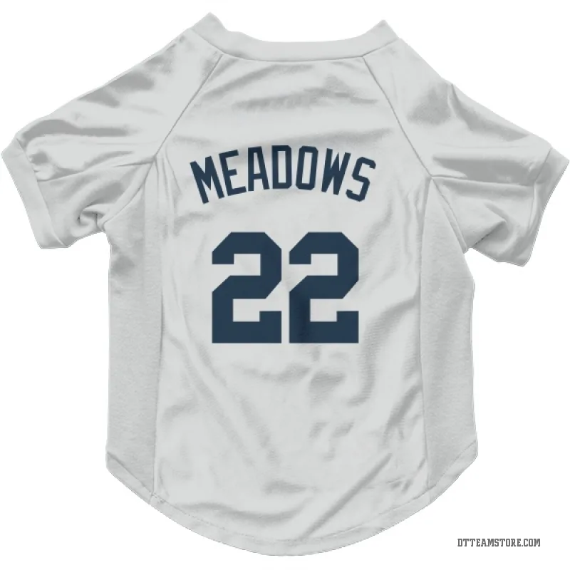 Parker Meadows White Detroit Tigers Cat & Dog Pet Jersey