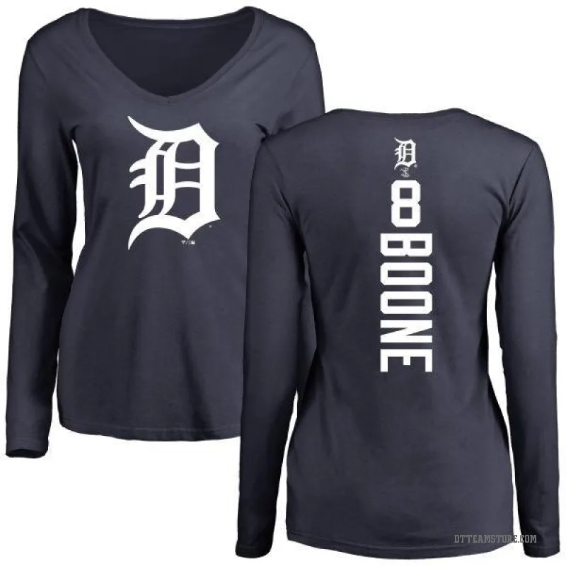 Ray Boone Women's Navy Detroit Tigers Backer Slim Fit Long Sleeve T-Shirt -