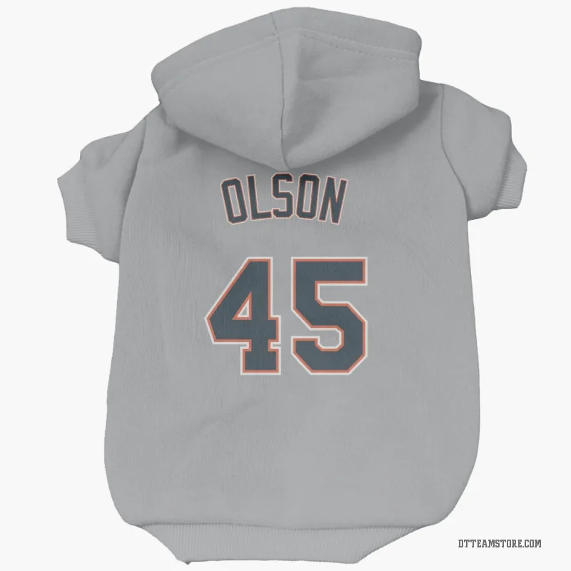 Reese Olson Gray Detroit Tigers Cat & Dog Pet Hoodie