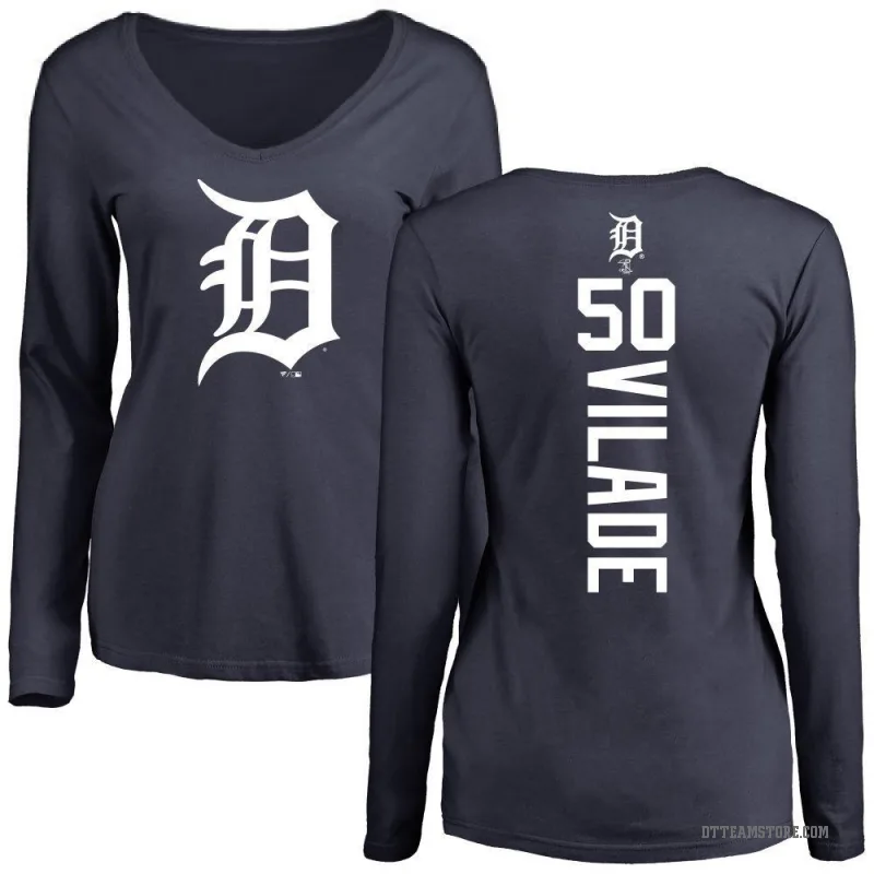 Ryan Vilade Women's Navy Detroit Tigers Backer Slim Fit Long Sleeve T-Shirt -