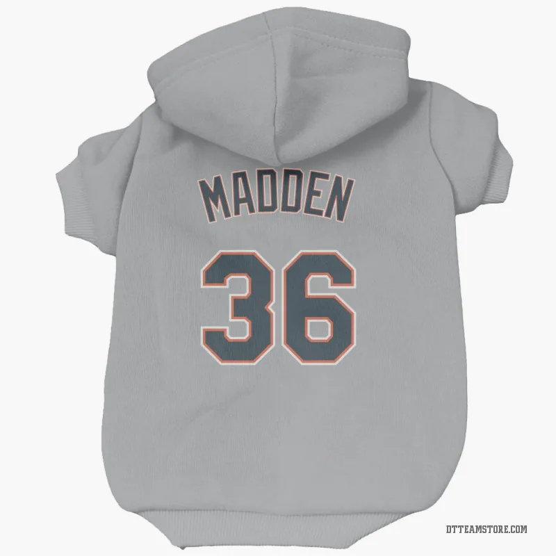 Ty Madden Gray Detroit Tigers Cat & Dog Pet Hoodie