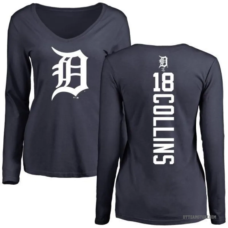 Tyler Collins Women's Navy Detroit Tigers Backer Slim Fit Long Sleeve T-Shirt -