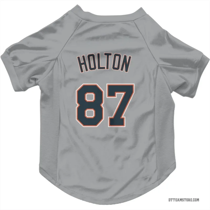 Tyler Holton Gray Detroit Tigers Cat & Dog Pet Jersey