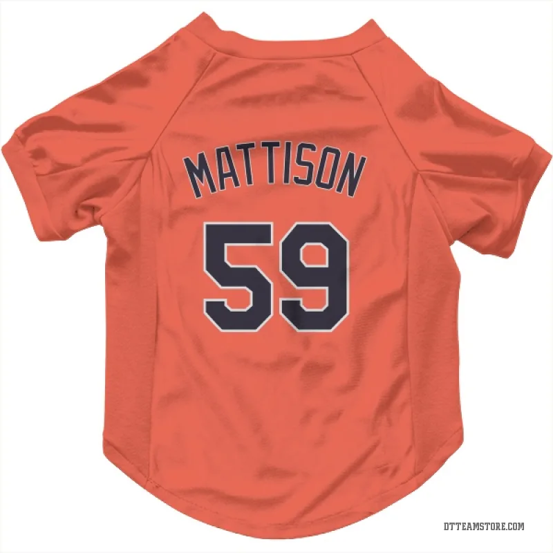 Tyler Mattison Orange Detroit Tigers Cat & Dog Pet Jersey