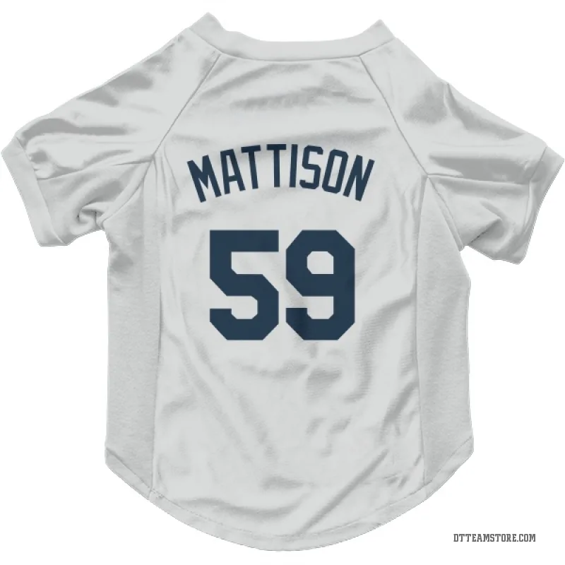 Tyler Mattison White Detroit Tigers Cat & Dog Pet Jersey