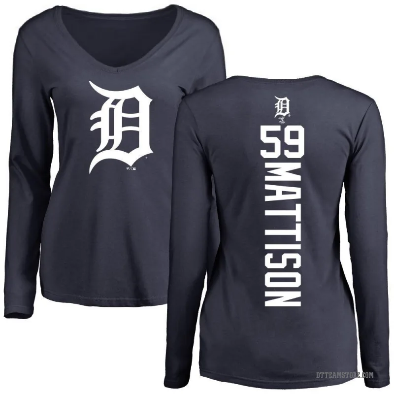 Tyler Mattison Women's Navy Detroit Tigers Backer Slim Fit Long Sleeve T-Shirt -