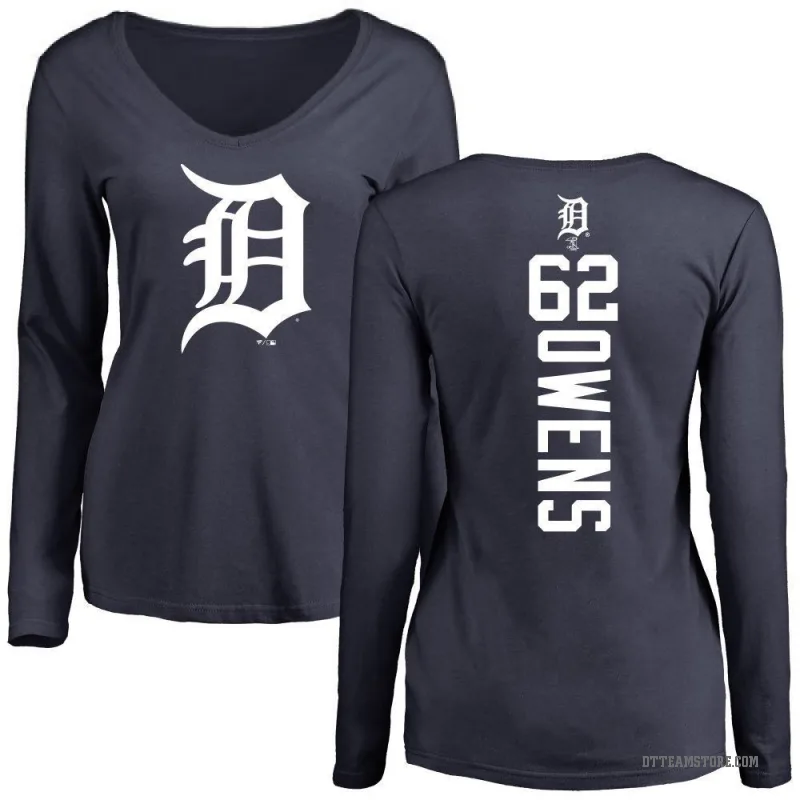 Tyler Owens Women's Navy Detroit Tigers Backer Slim Fit Long Sleeve T-Shirt -