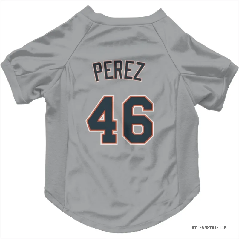 Wenceel Perez Gray Detroit Tigers Cat & Dog Pet Jersey