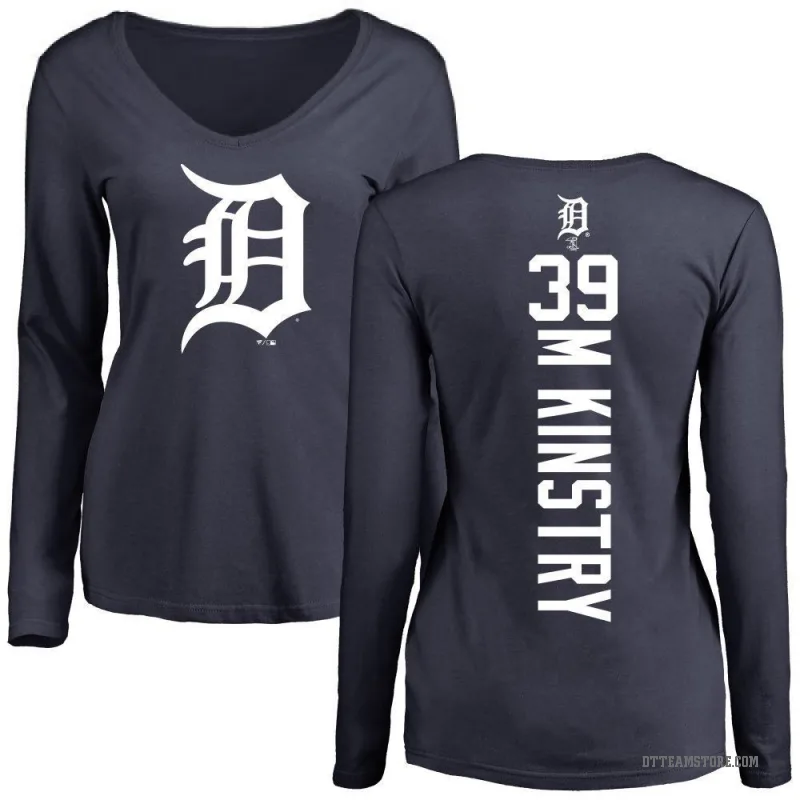 Zach McKinstry Women's Navy Detroit Tigers Backer Slim Fit Long Sleeve T-Shirt -